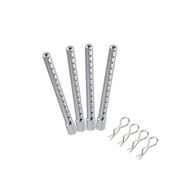 Alloy RC Car 4PCS Shell Column Post Mount & 4PCS Body Clips Pins for HSP 1/10 RC Car On Road Drift Car XSTR 94123 94102 94122(Silver)