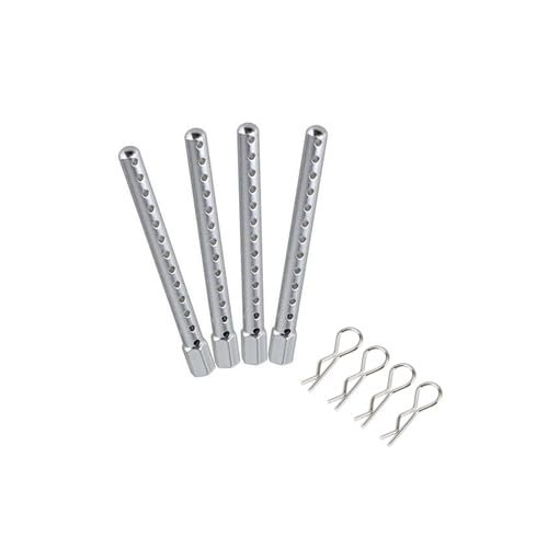 Alloy RC Car 4PCS Shell Column Post Mount & 4PCS Body Clips Pins for HSP 1/10 RC Car On Road Drift Car XSTR 94123 94102 94122(Silver)