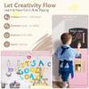 Kinder King Wooden Kids Play Kitchen, Toy Kitchen Playset for Toddler, Play Kitchen Set w/Blackboard, Transparent Coloring Board, Pretend Dishwasher, Oven, Ice Maker, Gift for Boys Girls Age 3+, Pink view 3