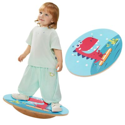 Wobble Balance Board for Kids Wooden Rocker Board Load 123Lbs, Active Play and Exercise for Toddler (Red)