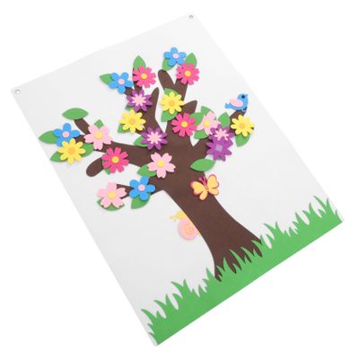 Hoement 1Set DIY Story Tree Felt Board Decor for Preschool Wall Decorations with Flower and Butterfly Interactive Storytelling Props for Classroom and Nursery