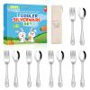 10 Pieces Stainless Steel Toddler Utensils Set - Food Grade Kids Silverware Set Children Safe Small Forks and Spoons Mirror Polished Sturdy and Durable Dishwasher Safe view 1