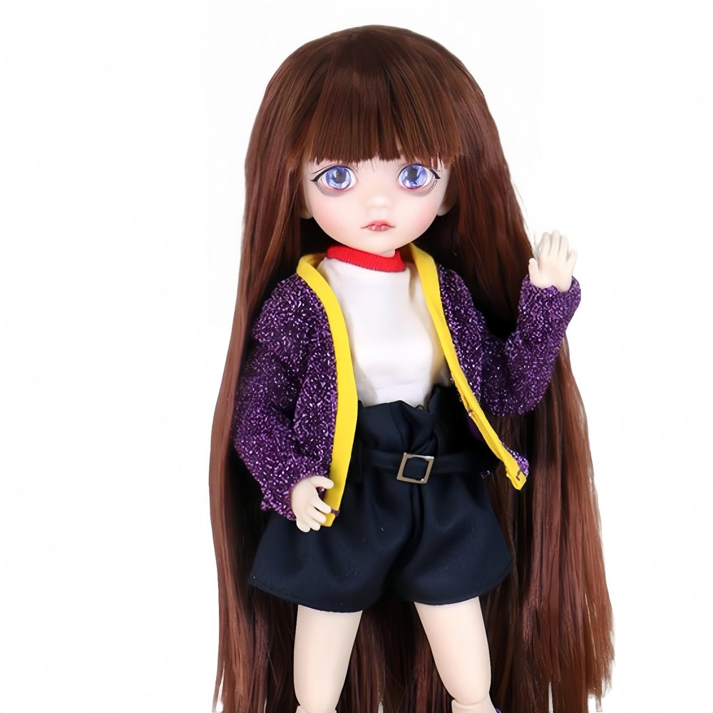 1/6 bjd Doll,Painted,30cm, with Interchangeable Eyes, Girl Doll, for a Girl (Brown)
