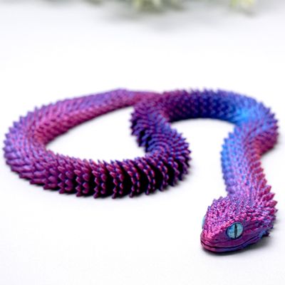 3D Printed snake Model,Flexible Realistic Articulated Animal Fidget Toys,Mystery Figurines Gifts for Easter,Executive Desk Funny Dcor and Festival Collectible,Easter Basket Stuffers (RB-qingshe)