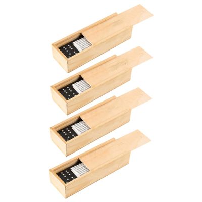 BRIGHTFUFU 4Sets Interactive Domino Premium Domino Blocks for Family Fun Table Game for Adults Elegant Storage Box with Sliding Tray