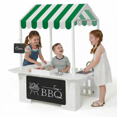 EDUBEBO Kids Outdoor Playhouse, Mud Kitchen, BBQ Toys,Outdoor playsets, Ideal Role Play Toy Gift for Toddlers and Kids Ages 3-8 (White)