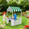 EDUBEBO Kids Outdoor Playhouse, Mud Kitchen, BBQ Toys,Outdoor playsets, Ideal Role Play Toy Gift for Toddlers and Kids Ages 3-8 (White) view 4