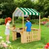 EDUBEBO Kids Outdoor Playhouse, Mud Kitchen, BBQ Toys,Outdoor playsets, Ideal Role Play Toy Gift for Toddlers and Kids Ages 3-8 (Yellow) view 4