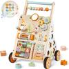Baby Push Walker, Wooden Baby Walker with Wheels, Montessori Activity Center for 1 2 3 Years Old Boys Girls, Adjustable Speed & Height Push Toy for Toddler Learning to Walk, Gift for Kids Development view 1