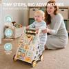Baby Push Walker, Wooden Baby Walker with Wheels, Montessori Activity Center for 1 2 3 Years Old Boys Girls, Adjustable Speed & Height Push Toy for Toddler Learning to Walk, Gift for Kids Development view 2
