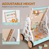 Baby Push Walker, Wooden Baby Walker with Wheels, Montessori Activity Center for 1 2 3 Years Old Boys Girls, Adjustable Speed & Height Push Toy for Toddler Learning to Walk, Gift for Kids Development view 4