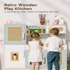 Babytronic Wooden Kitchen Playset for Kids, Pink Pretend Play Kitchen with Lights & Sounds, Retro Style Toy Kitchen for Toddlers Ages 3+, Wooden Play Kitchen Set with Realistic Design (Green) view 2