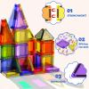 WMXDU 60PCS Mini Magnetic Tiles Travel Set with Metal Storage Box, Magnetic Blocks Kids Toy 3D Clear Magnetictiles Road Trip Essentials Montessori Preschool Classroom Must Haves Xmars Gift for Age 3+ view 4