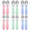 12 Pieces Toddler Utensils, Toddler Forks and Spoons, Kids Silverware Set with Plastic Handle Stainless Steel Silverware, Dishwasher Safe view 1