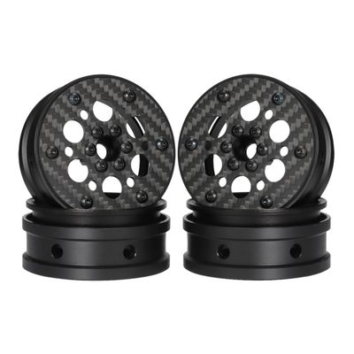 2.2 Carbon Fiber Aluminum Beadlock Wheels Rim for 1/10 RC Rigs Crawler Capra SCX10 PRO Wraith TRX4 Gmade R1 Element Enduro DIY (Black B)