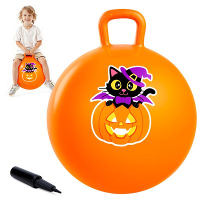 ZOOJOY Hopper Ball for Kids Aged 3-8, 18In Bouncy Balls with Handle, Orange Inflatable Hoppity Hop Ball, Indoor Outdoor Active Jumping Hopping Toys for Boys Girls