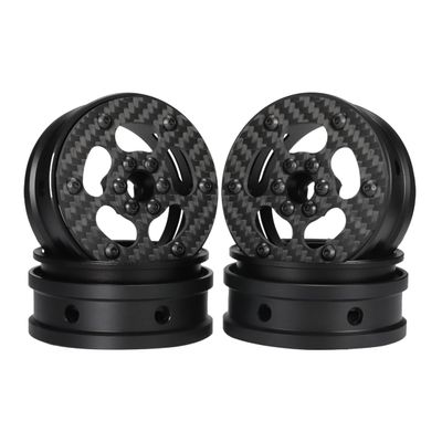 2.2 Carbon Fiber Aluminum Beadlock Wheels Rim for 1/10 RC Rigs Crawler Capra SCX10 PRO Wraith TRX4 Gmade R1 Element Enduro DIY (Black E)