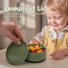 2-Pack Baby Bowls with Suction - Silicone Bowl with Lid, Non-Slip Suction Bowls for Baby, Feeding Bowl for Baby Led Weaning - Dishwasher Safe, Toddler Bowls for High Chair & Travel (Green+Dark Blue) view 2