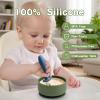 2-Pack Baby Bowls with Suction - Silicone Bowl with Lid, Non-Slip Suction Bowls for Baby, Feeding Bowl for Baby Led Weaning - Dishwasher Safe, Toddler Bowls for High Chair & Travel (Green+Dark Blue) view 3