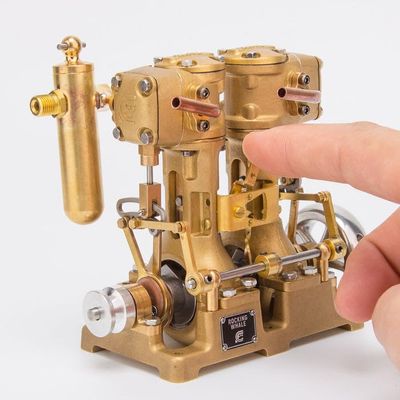 Domiuie 6CC Steam Engine Model That Works, RW-L2 Mini Inline Double Cylinder Metal Steam Engine for 70-130cm Steamship (Forward & Reverse Rotation/Without Boiler)