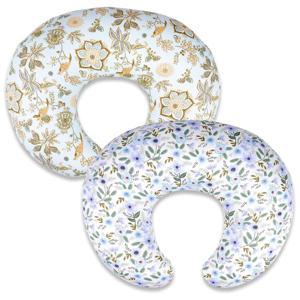 2 Pack Nursing Pillow Covers  Soft Breathable Cotton, Fits Standard Breastfeeding Pillows, Washable & Hypoallergenic for Newborn Baby Girls & Boys,Cover Only