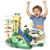 Dinosaur Race Track - Climbing Slide Stair Toy for 3 4 5 Year Old Boys Birthday Gift, Sliding Car Dinosaur Toy Track with Music and Light, Dino Game Boy Toys Age 4-7 (Green) view 1
