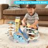 Dinosaur Climbing Stairs Toy - Dinosaur Race Track Toy for 3 4 5 Year Old Boys Birthday Gift, Dinosaur Track with Music and Light, Dino Slide Toys for Boy Age 4-7 (Blue) view 2