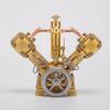Domiuie 6CC Steam Engine Model That Works, RW-V2 Mini V-Shape Double Cylinder Metal Engine Model for 70-130cm Steamship (Forward & Reverse Rotation/Without Boiler) view 3