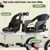 Dual seat Tandem Tricycle,Push Stroller with Push Rod,Parent Steering trikes,Rear seat with Belt and armrest,Foot Brakes on Rear Wheels,Trike with peadals view 3
