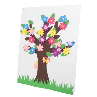 HOOTNEE 1Set Felt Story Board Preschool Wall Tree Decor DIY Flower and Butterfly Decor for Home Classroom Encourages Creativity and Socialization Great Idea for Holidays