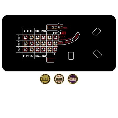 FURUISEN Double Sided Poker Mat, 63" x 31" Texas Holdem Poker Table Top & Reversible Blackjack Mat, Non-Slip Casino Craps Tabletop Layout Mat for Home Games, Waterproof & Easy to Store (Black)
