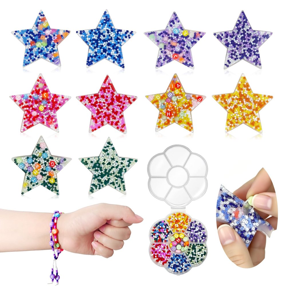 10-Piece Picky Pad, Skin Picking Fidget Toys with DIY Bracelet Picking Pad (Includes Divided Container) Sensory Fidget Pads for Relieving Anxiety & Dermatillomania, Suitable for Kids & Adults
