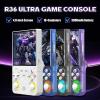 R36Ultra Handheld Video Games Console 64G, Hands Full Retro Emulator Gaming Console with Bulit-in 15000+ Retro Games 20+ Emulators,Support 2.4G WiFiOpen Source Linux System(Purple Transparent) view 3