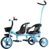 Dual seat Tandem Tricycle,Push Stroller with Push Rod,Parent Steering trikes,Rear seat with Belt and armrest,Foot Brakes on Rear Wheels,Trike with peadals view 1