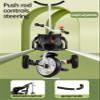 Dual seat Tandem Tricycle,Push Stroller with Push Rod,Parent Steering trikes,Rear seat with Belt and armrest,Foot Brakes on Rear Wheels,Trike with peadals view 4