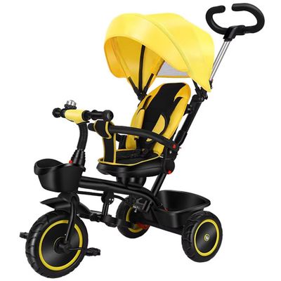 Dual-Way Push Stroller with Swivel seat,Push Trike with Push Rod,tiltable backrest,3 Wheels Tricycle with Foam Wheels,Foot Brakes on Rear Wheels