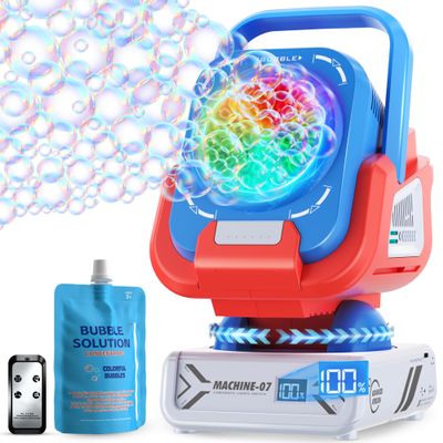Bubble Machine,Bubble Maker for Party,Outdoor Toys for Kids,Rechargeable/with Remote Control / 7 Color RGB Lights,Wedding Birthday Party Supply, Summer Activities Bubble Blower Gift for Boys & Girls