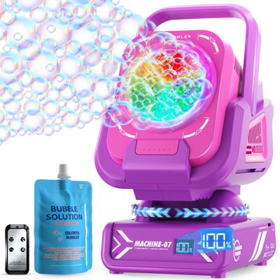 Bubble Machine,Bubble Maker for Party,Outdoor Toys for Kids,Rechargeable/with Remote Control / 7 Color RGB Lights,Wedding Birthday Party Supply, Summer Activities Bubble Blower Gift for Boys & Girls
