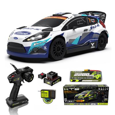 CROBOLL RLAARLO 1/10 Brushless Carbon Fiber RC Drift Cars for Adults with Gyro, Max 50 mph Fast RC Rally Car, 2.4Ghz All Terrain Remote Control Car 4x4 Hobby RTR RC TruckBlue & White