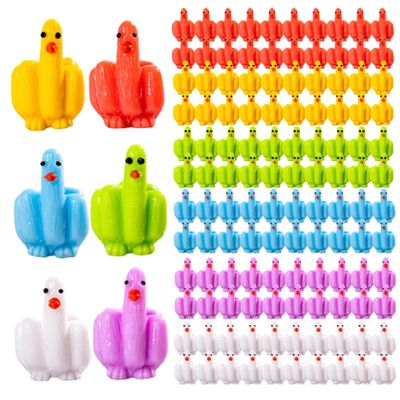 120Pcs Mini Ducks, Colorful Funny Tiny Middle Finger Duck for Hiding and Seek Prank, 1 Inch Mini Resin Animals for Dollhouse Office Car Accessories Decor Resin Ducks