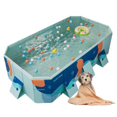 1.8m Collapsible Swimming Pool - Multi-Function Tub for Bath, Cool Down, Sandbox - Foldable & Easy Store(Ice Blue,63.0 * 47.0 * 18.5in)