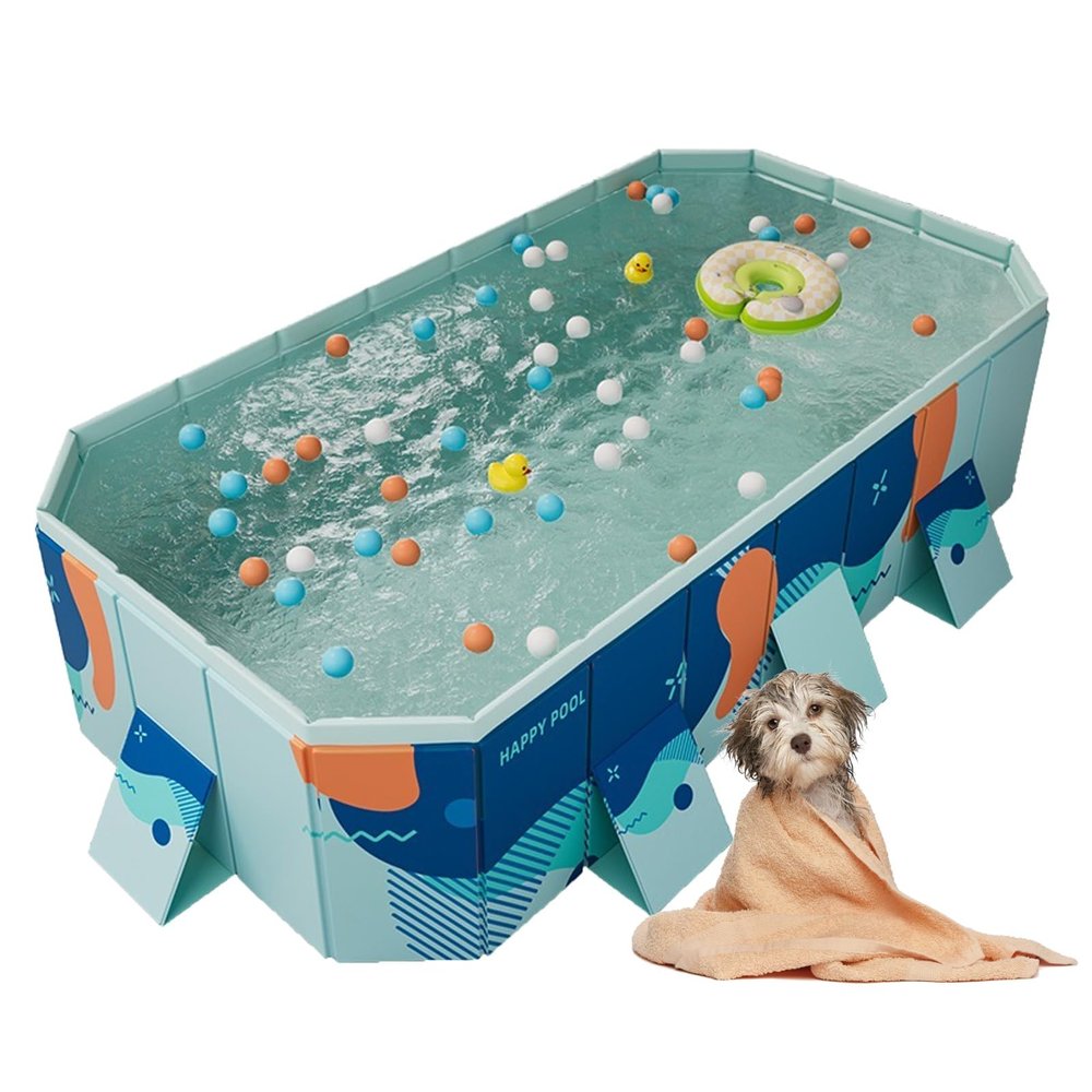 1.8m Collapsible Swimming Pool - Multi-Function Tub for Bath, Cool Down, Sandbox - Foldable & Easy Store(Ice Blue,63.0 * 47.0 * 18.5in)