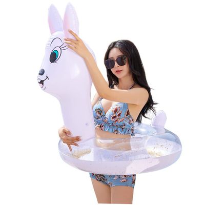 1pc Cartoon Rabbit Pattern Inflatable Swimming Ring for Adults Thickened Water Floating Ring for Summer Fun Easy to Inflate and Portable Water Entertainment