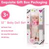 12'' Baby Doll with Backpack in Gift Box, Baby Doll Accessories Set Included 12 Inch Cute Realistic Baby Dolls, Clothes, Carrier, Washcloth, Bottles, Nipple, Socks, Hats for 3+ Girls view 4