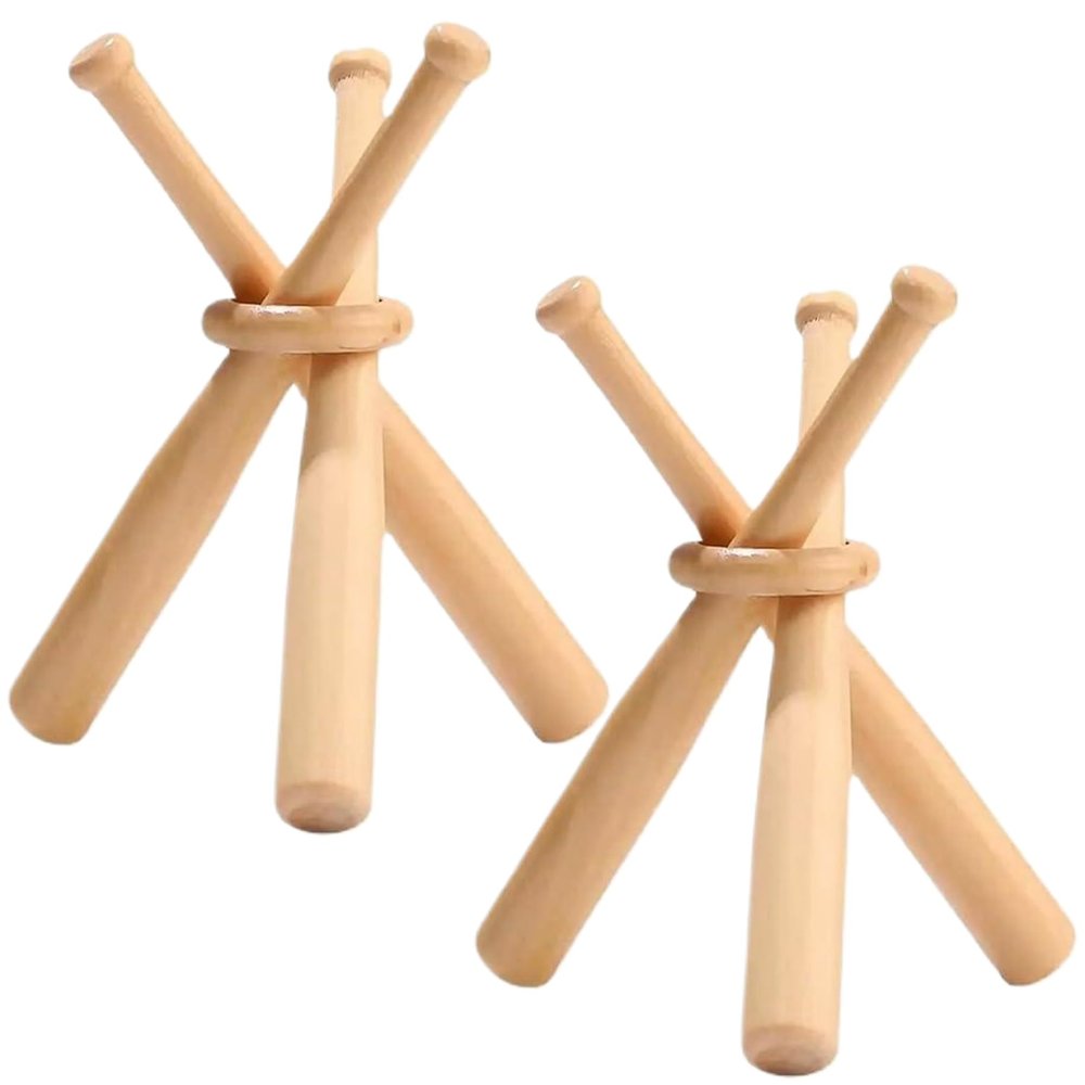 2 Pcs Baseball Holder, Wooden Mini Baseball Bat- Shape Display Rack for Ball, Decorative Desktop Stable Display Case Stand for Kids and Sports Lover Stand