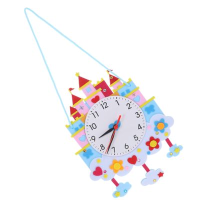 Gogogmee 1Set DIY Cartoon Clock Kit for Non Woven Craft Material Fun Hands Activity for Develop Cognitive Skills and Recognition Birthday