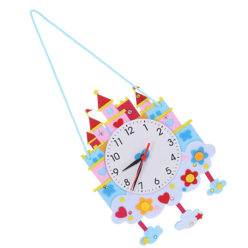 Gogogmee 1Set DIY Cartoon Clock Kit for Non Woven Craft Material Fun Hands Activity for Develop Cognitive Skills and Recognition Birthday