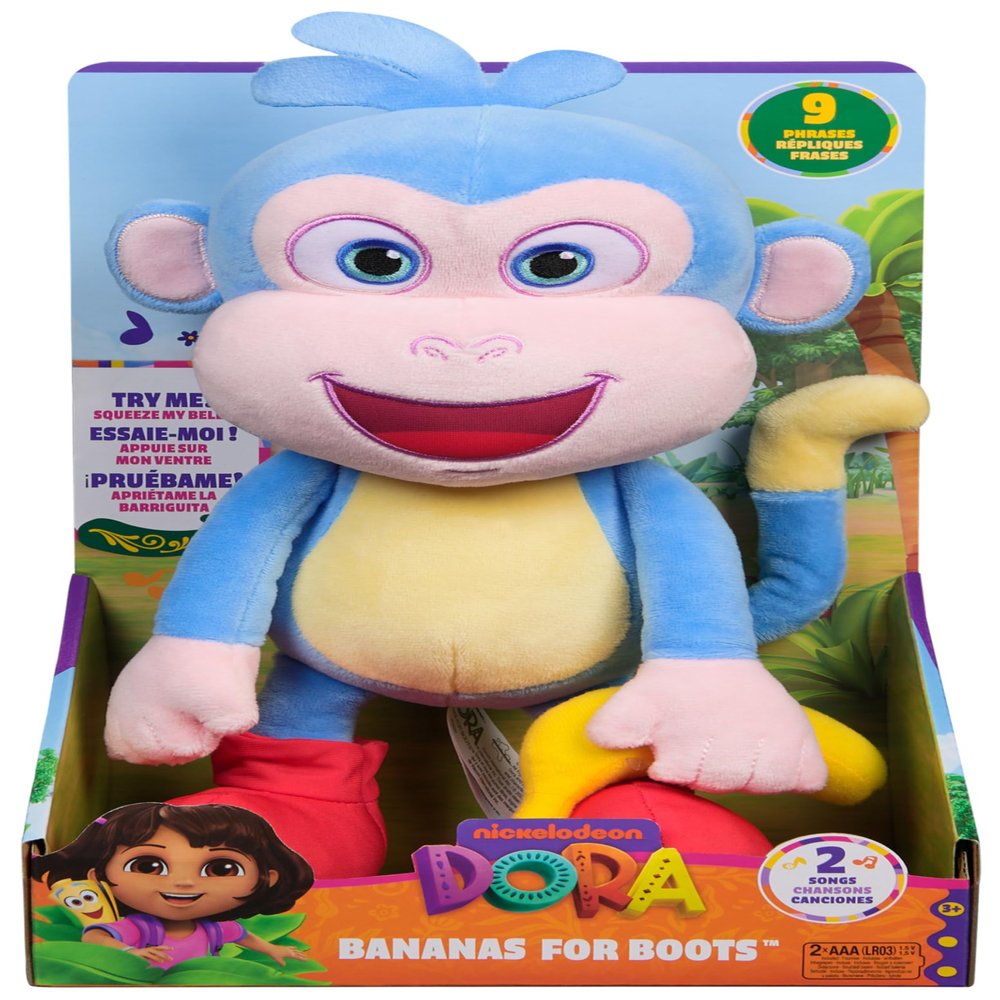 Dora Official Bananas for Boots Stuffed Animal, Educational Toys, Interactive Plush Toys, Stuffed Monkey for Ages 3 and Up, 13"