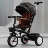 JIYIAN Gift for Boys and Girls Outdoor Toddler 3-Wheel Bike with Push Handles Kids' Classic Tricycle Fully Surrounded Guardrail, No Air-Filled Tires, Foot Brake,Black view 1