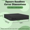 Kasla Sandbox Cover, Square Sandbox Cover Waterproof, Outdoor Toddler's Large Sand Box Covers for Sand Protection (Black, 108" L108" W8" H) view 2